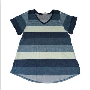 NEW LuLaRoe Short Sleeve Christy T Blue Striped V neck top Size 2X